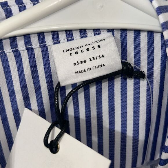 English Factor Girls Kids stripe Blue and White High-low Top/Blouse(Size 13/14) - Picture 5 of 5